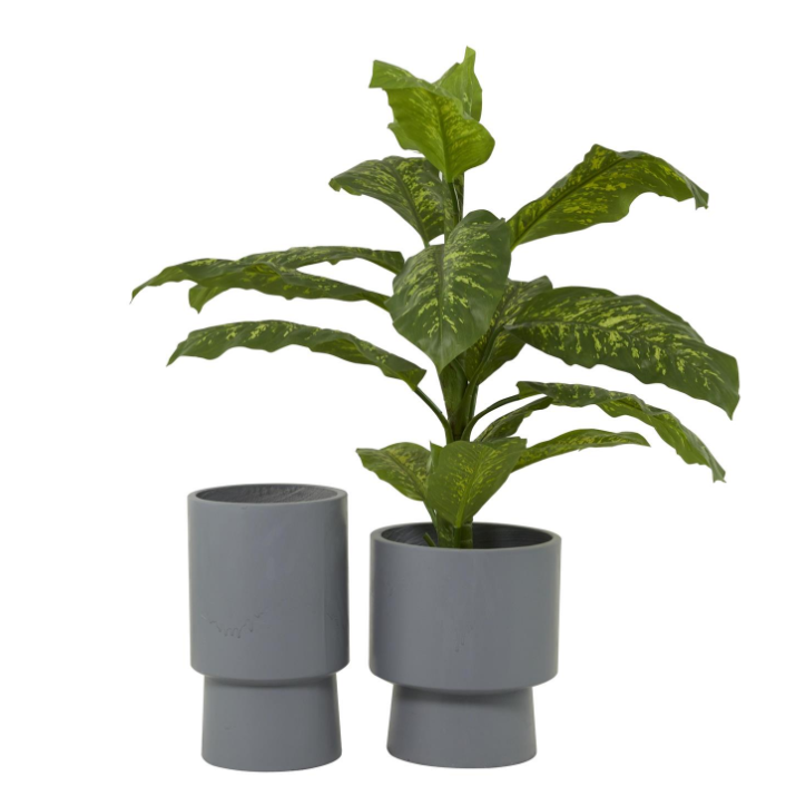 Maceta gris para exterior o interior 14″