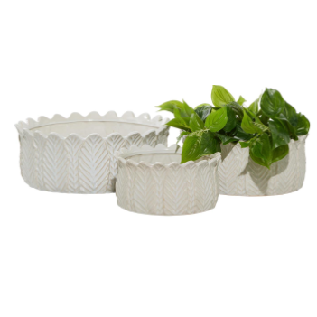 Maceta Leaf Baja, Beige, 12"