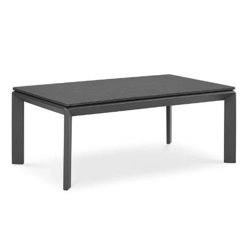 Mesa de centro de exterior color negro en esrutura de aluminio top de imitacion de concreto  23 x 39 x 15.5