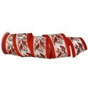 Liston blanco con rojo de cardenales de 4" x 10 yardas