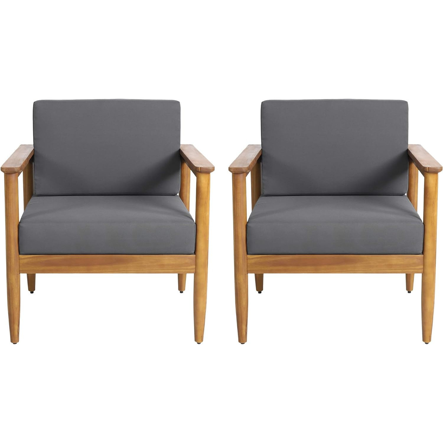 Set de 2 sillas de madera de acacia para exteriores teca y gris 27 x 29 x 25.5"