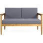 Sofa de exterior biplaza en gris oscuro madera teca 27 x 53 x 26"