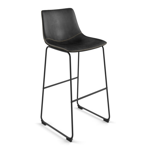 Barstool petra color negra con patas color negro 18″ x 22″ x 38.5″