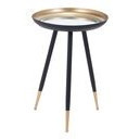 Mesa lateral everly base metalica top de vidrio dorado 14.2 x 19.7"