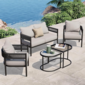 Sala de exterior beige 2 Sillones, 1 sofa y 1 mesa