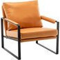 Silla de acento en piel sintetica naranja patas metalica 33.5 x 28.1 x 33.10"