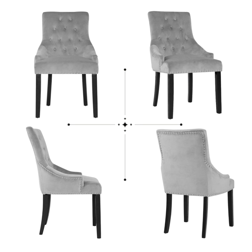 Silla con forro de terciopelo gris claro