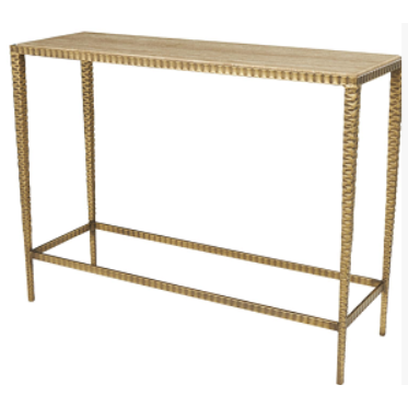Consola Dorada de Metal y Marmol