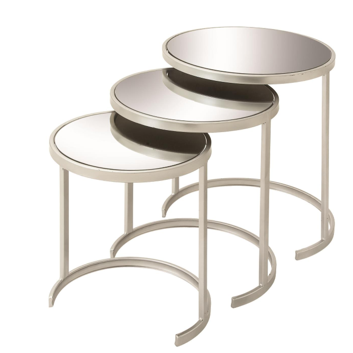 Mesas Anidables Estructura Plateada 3 Piezas
