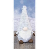 Gnomo blanco con manos y pies café gorro con pelos de peluche