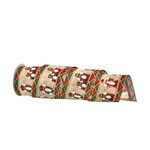 Liston de cascanueces color verde y rojo  con borde arlequin de 4" x 10 yardas