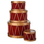 Tambor floqueado extra grande con contenedor de cuerdas color rojo con dorado