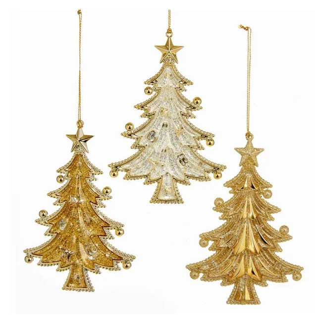 Adorno de arbol navideño brillante tono plata en acrilico  5"