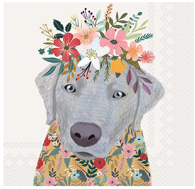 Servilletas de Papel, Perro con Flores