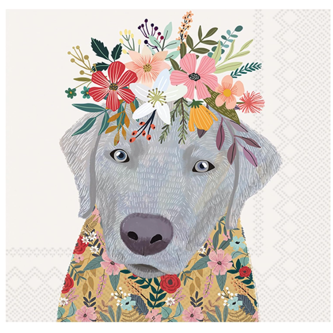Servilletas de Papel, Perro con Flores