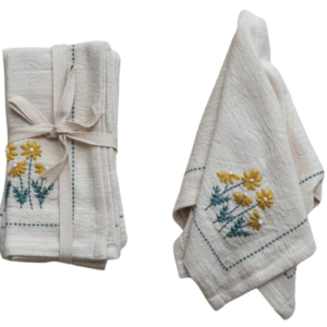 Set de 4 Servilletas de Tela Bordado de Flor