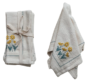 Set de 4 Servilletas de Tela Bordado de Flor