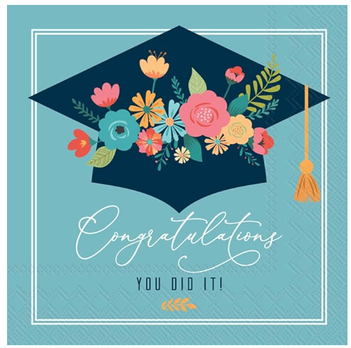 Servilleta Cktl Floral Grad Cap, 20 uni.