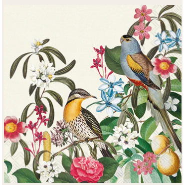 Servilleta Lnch Jungle Birds Cream, 20 uni.