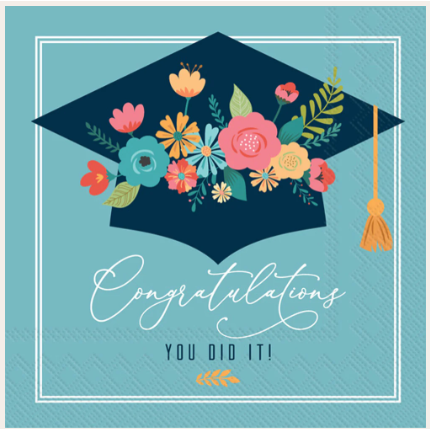 Servilleta Floral Grad Cap, 20 uni. Servilleta Floral Grad Cap, 20 uni.