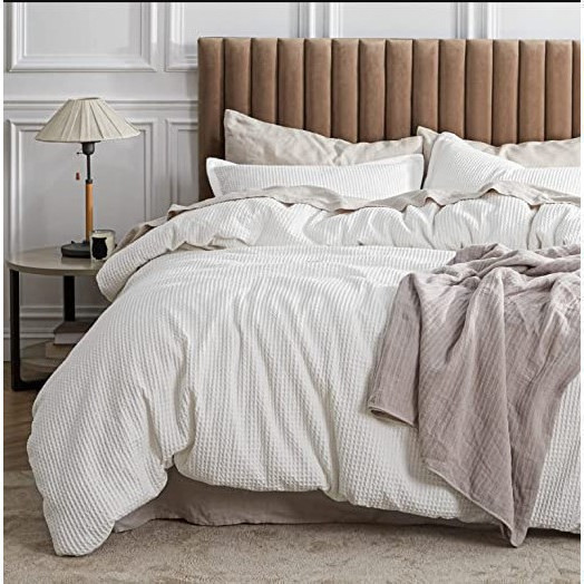 Set de  duvet tejido waffle  tamaño king color  blanco 104» x 90» con 2 funda de almohada 20×36″
