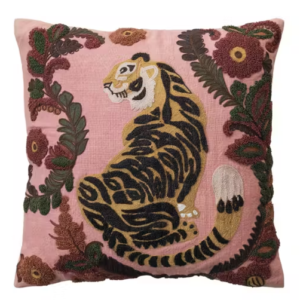 Cojín Bordado con Diseño Tigre