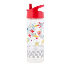 Botella con diseño nave espacial para bocadillos tapadera color rojo