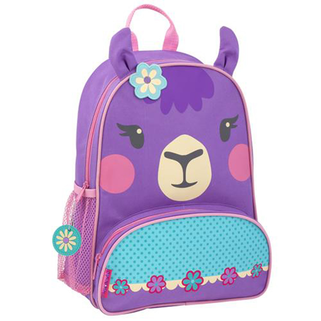 Mochila morada diseño de llama 26.6 cm x 35.5 cm x 8.8 cm