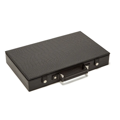 Set de Poker Logan, Negro, Piel de Cocodrilo