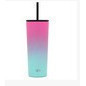 Vaso clasico con pajilla celeste con fucsia 24 oz