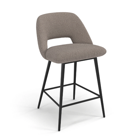 Counter en tela boucle color gris con patas  negras 20″ x 20″ x 33.5″