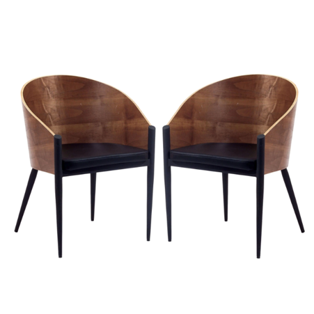 Silla de madera curva asiento y base negra 22.5 x 21 x 28 "