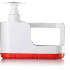 Escurridor de tenedores con dosificador de jabon color blanco con rojo