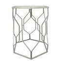 Mesa hexagonal con espejo de estructura plateada  de 21"