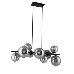 Lampara colgante de metal con 9 focos de 47" vidrio ahumado