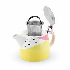 Tetera e infusor de te de ceramica con diseño abstracto color blanco y rosado