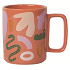 Taza color naranja con diseño de animales