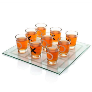 "Tablero De Vidrio Con 9 Shots de ""X y 0"""