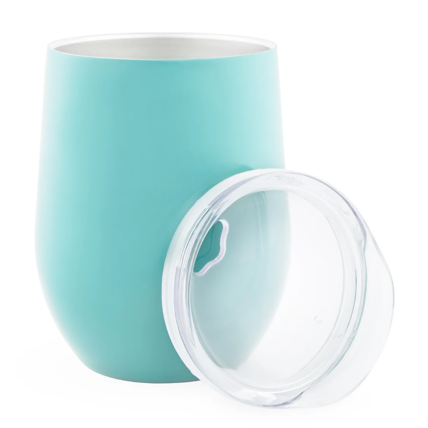 Vaso para Vino Acero Inoxidable con Tapadera, Celeste