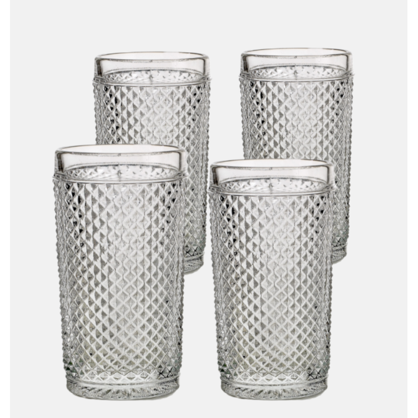 Set de 4 vasos Altos Transparente, Bicos