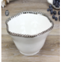 Bowl mediado color blanco con orilla plateada de porcelana 6.5" x 6.5" x 2.5"