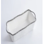Recipiente rectangular para hornear color blanco con orilla plateada de porcelana " 12 " á " 5 " á " 3 "