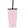 Vaso clasico con pajilla rosado 16oz