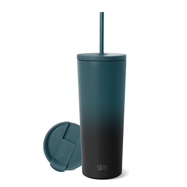 Vaso clasico con pajilla verde con negro 28 oz
