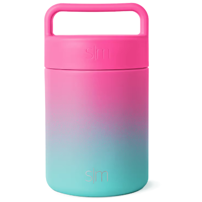 Contenedor de comida de acero inoxidable rosado con degradado celeste 24 oz