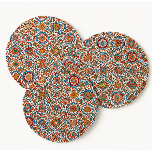 Set de 3 forro de  tela  para bases de madera diseno mandala