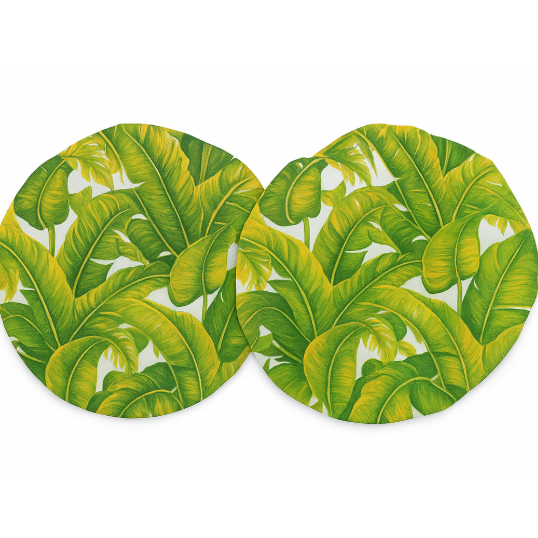 Set de 2 forro de  tela  para bases de madera diseno palmas