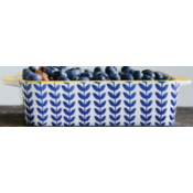 Recipiente para hornear y servir  con estampado a mano 8 x 4.75 x 1.75 " decoracion azul