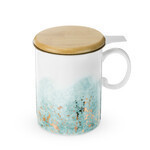 Infusor de te en ceramica y acero inoxidable  azul