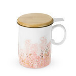 Infusor de te en ceramica y acero inoxidable  rosada